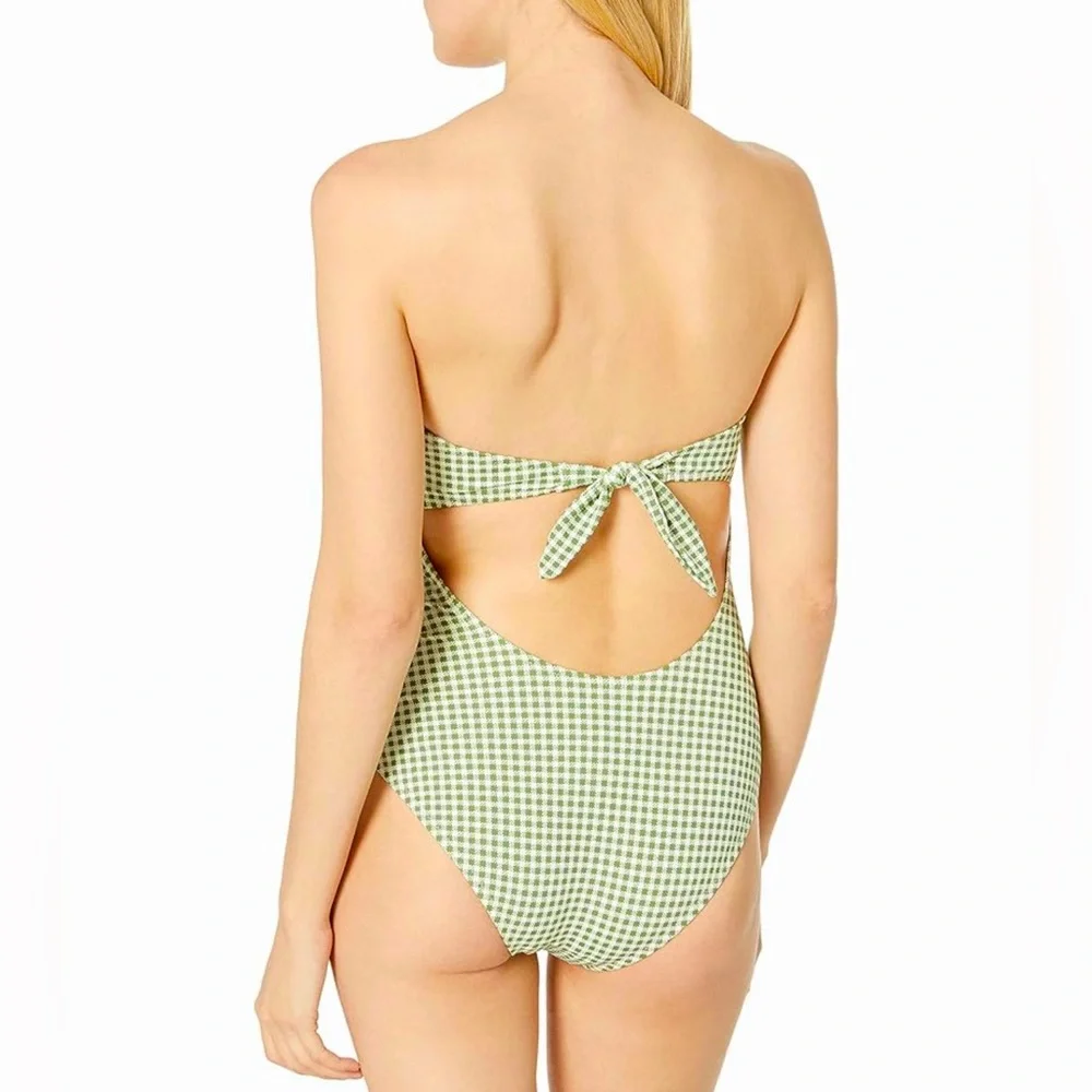 Eberjey Betty Lola Green Gingham One Piece Swimsuit with Knot in Artichoke - Picture 3 of 10